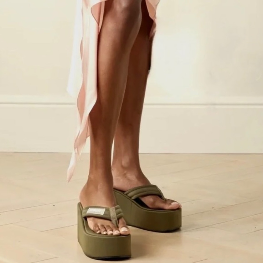 Coperni Olive Green Platform Wedge Sandals NEW Size US10 / IT40